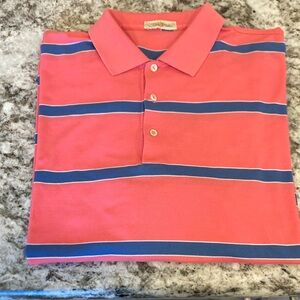 Peter Milar Pink and Blue Striped Polo Shirt XL